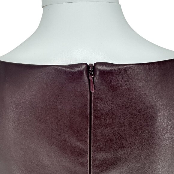 Pamella Roland Burgundy Leather Shift Dress – Excellent Pre-Owned Condition - Picture 6 of 12